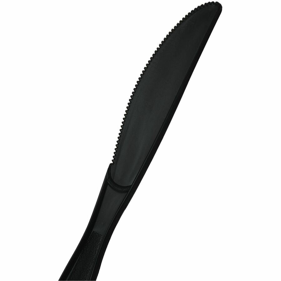 Image of Genuine Joe 30408 Heavy-Weight Polypropylene Cutlery, Knife, Knife, Food, Cafeteria, Disposable, Polypropylene, Black, 1 Carton