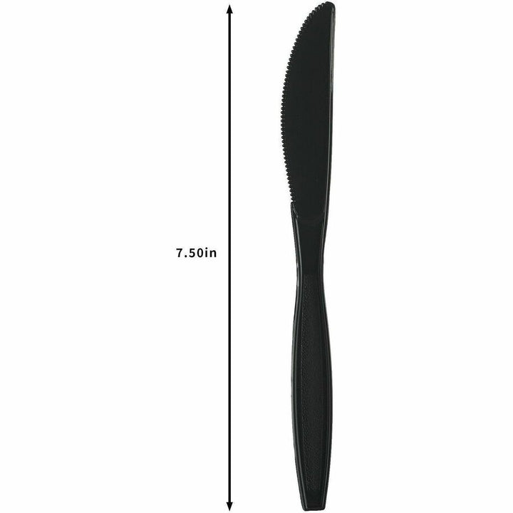 Image of Genuine Joe 30408 Heavy-Weight Polypropylene Cutlery, Knife, Knife, Food, Cafeteria, Disposable, Polypropylene, Black, 1 Carton
