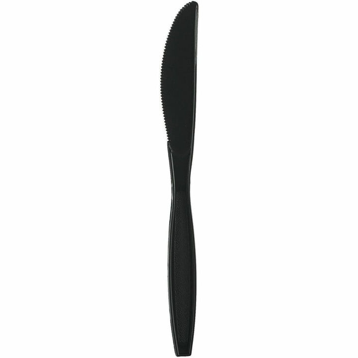 Image of Genuine Joe 30408 Heavy-Weight Polypropylene Cutlery, Knife, Knife, Food, Cafeteria, Disposable, Polypropylene, Black, 1 Carton