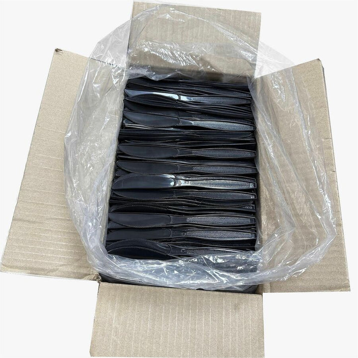 Image of Genuine Joe 30408 Heavy-Weight Polypropylene Cutlery, Knife, Knife, Food, Cafeteria, Disposable, Polypropylene, Black, 1 Carton