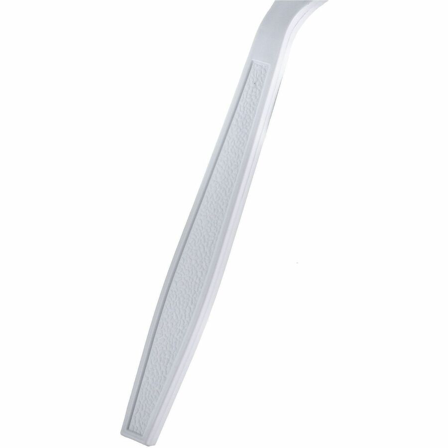 Image of Genuine Joe 30422 Heavy-Weight Polypropylene Cutlery, Cutlery Set, Soup Spoon, Fork, Food, Cafeteria, Disposable, Polypropylene, White, 1 Carton