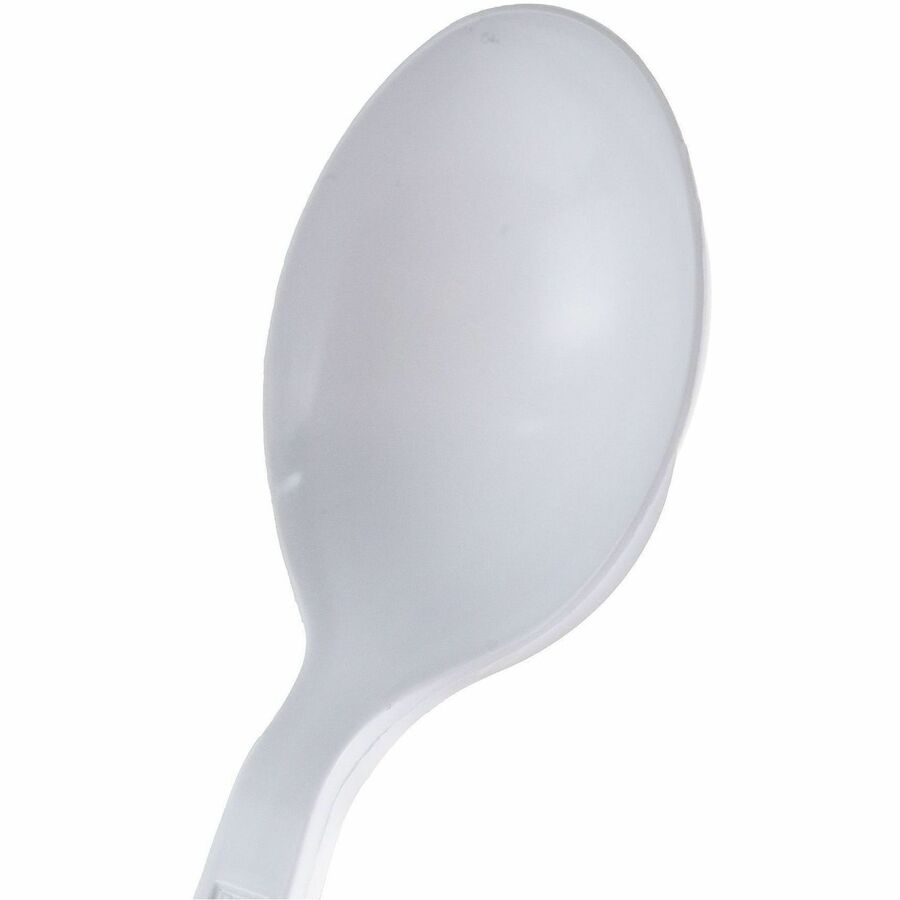 Image of Genuine Joe 30422 Heavy-Weight Polypropylene Cutlery, Cutlery Set, Soup Spoon, Fork, Food, Cafeteria, Disposable, Polypropylene, White, 1 Carton