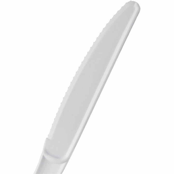 Image of Genuine Joe 30436 Disposable Polystyrene Cutlery, Knife, knife, Food, Cafeteria, Breakroom, Disposable, Polystyrene, White, 1 Carton