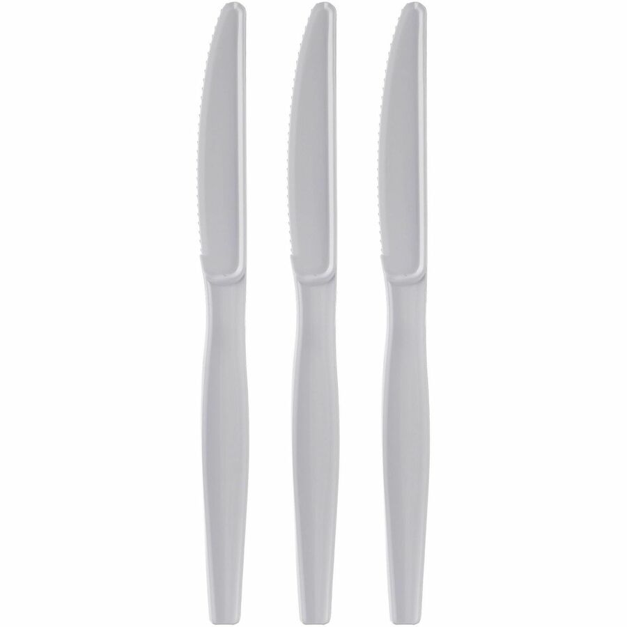 Image of Genuine Joe 30436 Disposable Polystyrene Cutlery, Knife, knife, Food, Cafeteria, Breakroom, Disposable, Polystyrene, White, 1 Carton