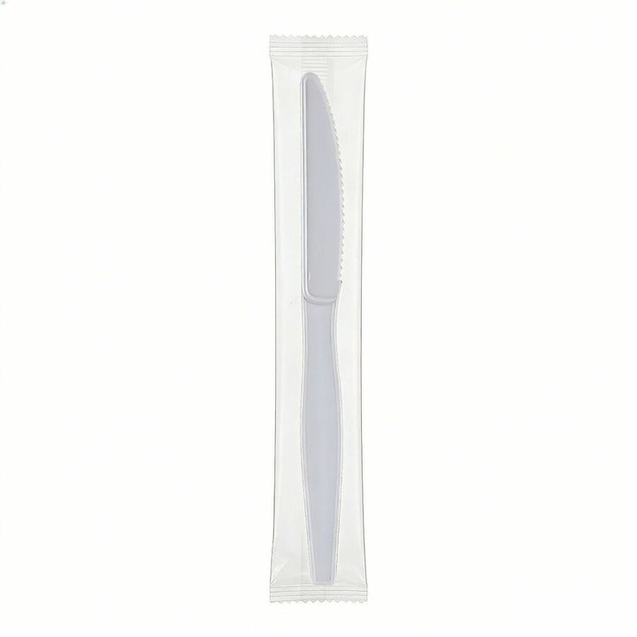 Image of Genuine Joe 30436 Disposable Polystyrene Cutlery, Knife, knife, Food, Cafeteria, Breakroom, Disposable, Polystyrene, White, 1 Carton