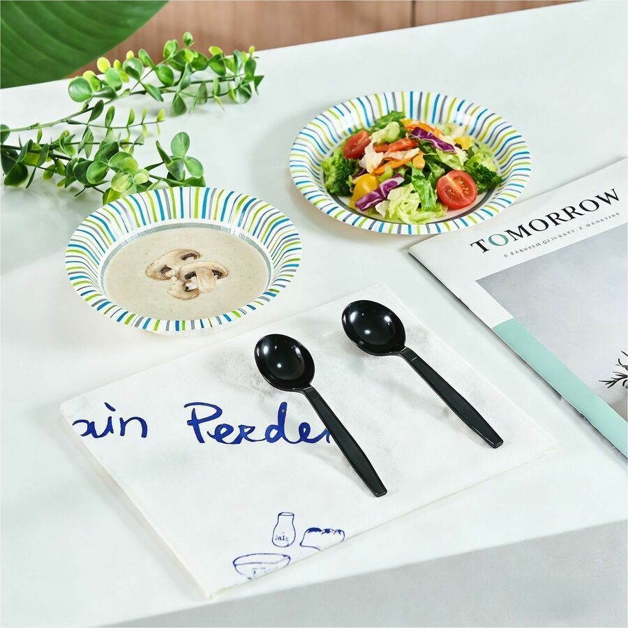 Image of Genuine Joe 30414 Heavy-Weight Polypropylene Cutlery, Cutlery Set, Soup Spoon, Fork, Food, Cafeteria, Disposable, Polypropylene, Black, 1 Carton