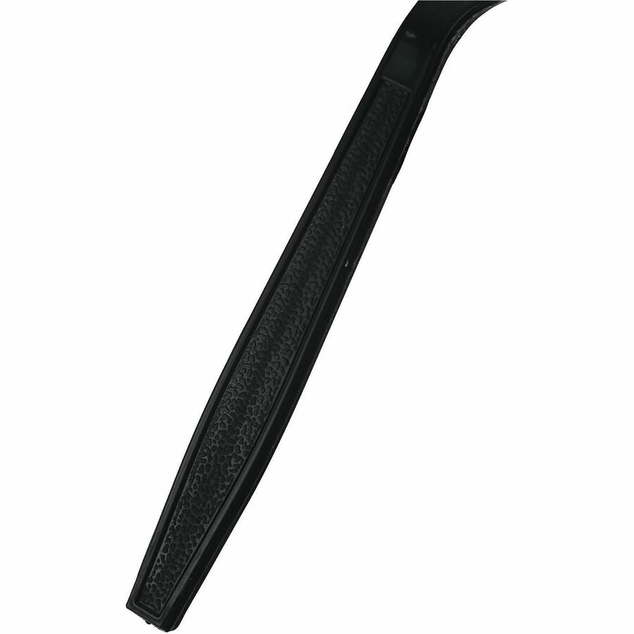 Image of Genuine Joe 30414 Heavy-Weight Polypropylene Cutlery, Cutlery Set, Soup Spoon, Fork, Food, Cafeteria, Disposable, Polypropylene, Black, 1 Carton