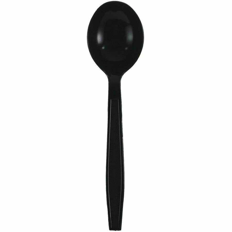 Image of Genuine Joe 30414 Heavy-Weight Polypropylene Cutlery, Cutlery Set, Soup Spoon, Fork, Food, Cafeteria, Disposable, Polypropylene, Black, 1 Carton