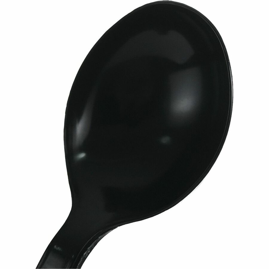 Image of Genuine Joe 30414 Heavy-Weight Polypropylene Cutlery, Cutlery Set, Soup Spoon, Fork, Food, Cafeteria, Disposable, Polypropylene, Black, 1 Carton