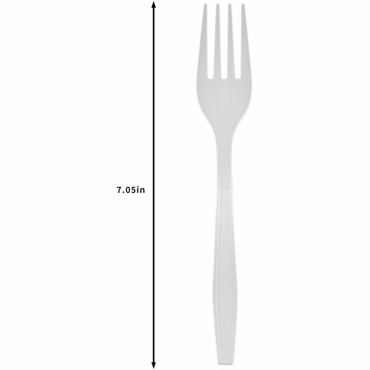 Image of Genuine Joe 30415 Heavy-Weight Polypropylene Cutlery, Fork, Fork, Food, Cafeteria, Disposable, Polypropylene, White, 1 Carton