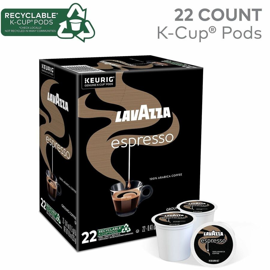 Image of Lavazza 0451 Espresso Italiano K-Cup Coffee Pods, Compatible with Keurig Brewer, Medium, K-Cup, Pod, Ground, Italian Espresso, Kosher, 22 / Box