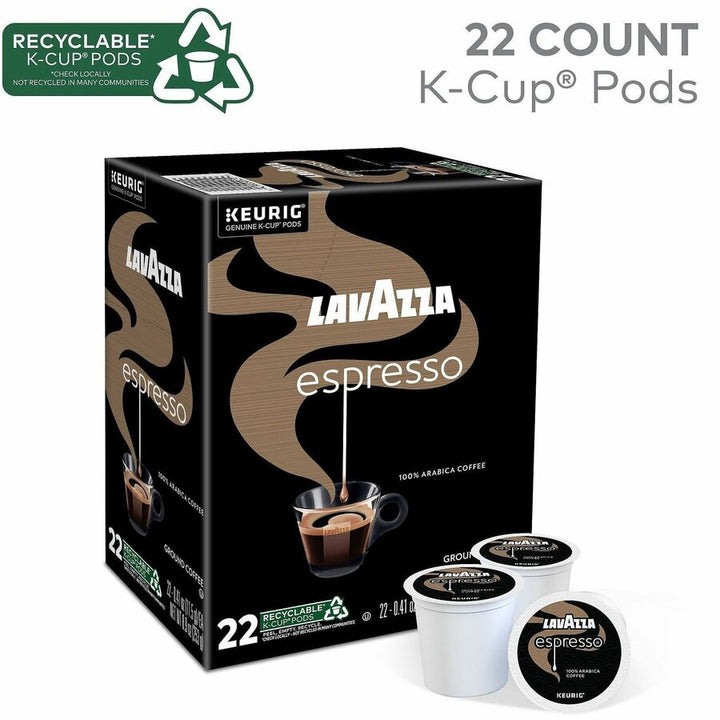 Image of Lavazza 0451 Espresso Italiano K-Cup Coffee Pods, Compatible with Keurig Brewer, Medium, K-Cup, Pod, Ground, Italian Espresso, Kosher, 22 / Box