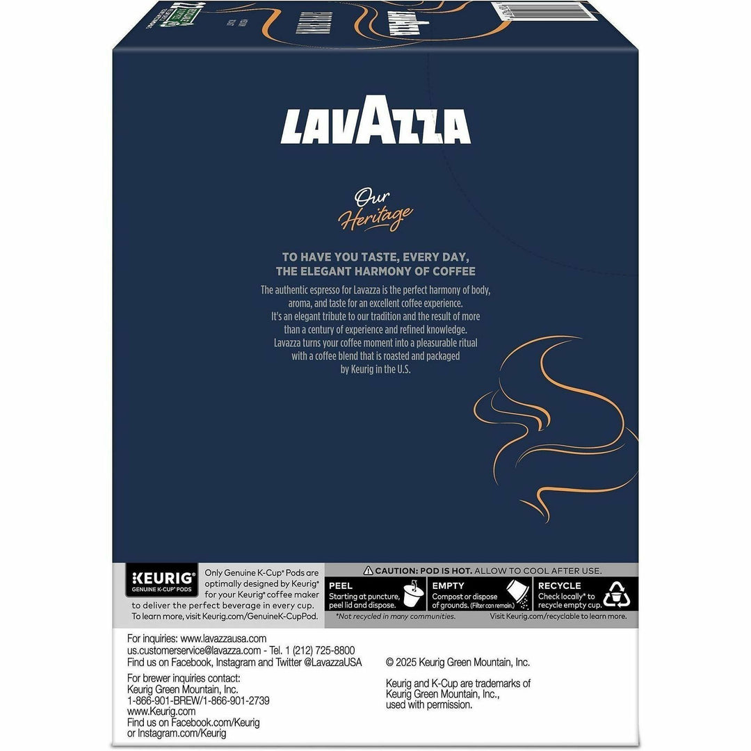 Image of Lavazza 0911 Super Crema K-Cup Coffee Pods, Compatible with Keurig Brewer, Medium, 0.4 oz, K-Cup, Pod, Ground, Super Crema, Kosher, 22 / Box