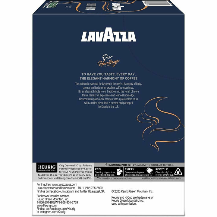 Image of Lavazza 0911 Super Crema K-Cup Coffee Pods, Compatible with Keurig Brewer, Medium, 0.4 oz, K-Cup, Pod, Ground, Super Crema, Kosher, 22 / Box