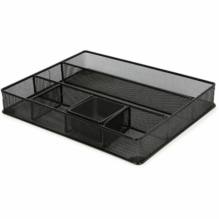 Image of Lorell 84136 Multi-Compartment Mesh Drawer Organizer, 6 Compartment(s), Durable, Black, Metal, Mesh, 1 Each