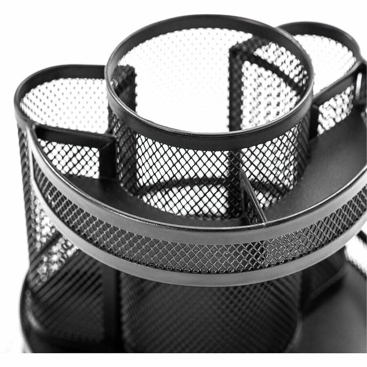 Image of Lorell 84137CT Multi-Compartment Rotating Desk Organizer, Rotate, Rubber Grip, Durable, Black, Rubber, Mesh, Metal, 2 / Carton