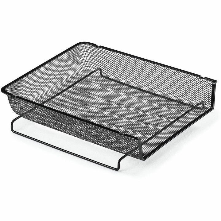 Image of Lorell 84134 Mesh Desktop Organizer Tray, Stackable, Stackable, Durable, Black, Mesh, Metal, 1 Each