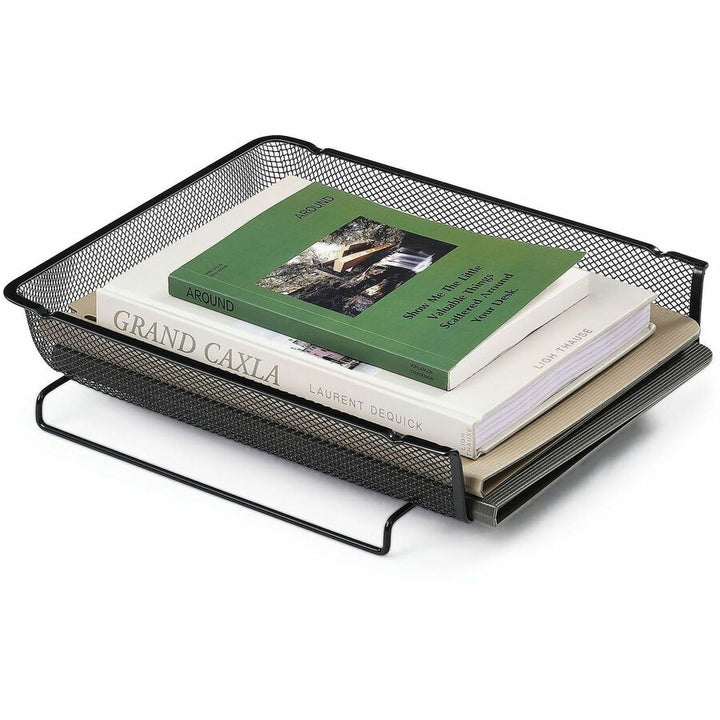 Image of Lorell 84134 Mesh Desktop Organizer Tray, Stackable, Stackable, Durable, Black, Mesh, Metal, 1 Each