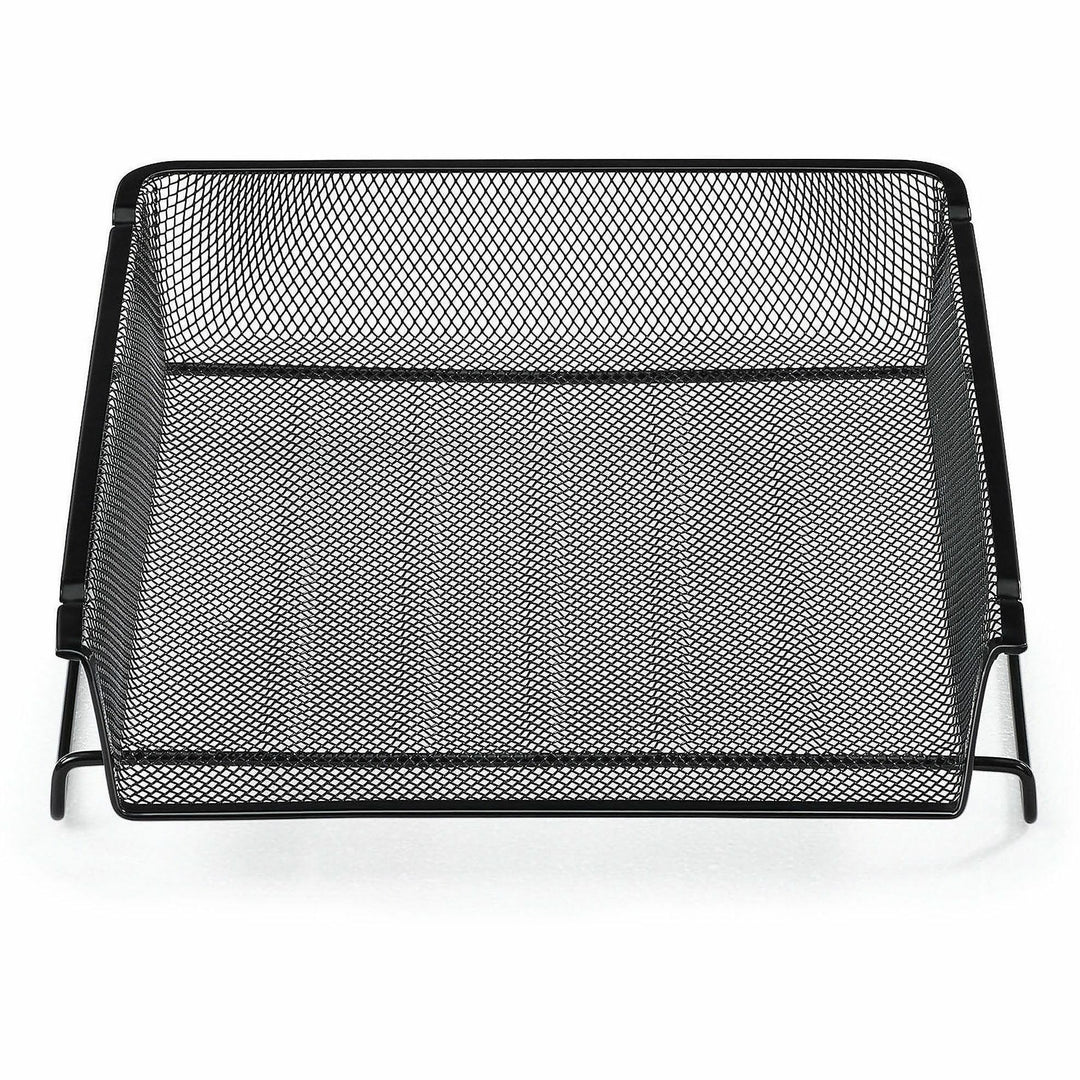 Image of Lorell 84134 Mesh Desktop Organizer Tray, Stackable, Stackable, Durable, Black, Mesh, Metal, 1 Each