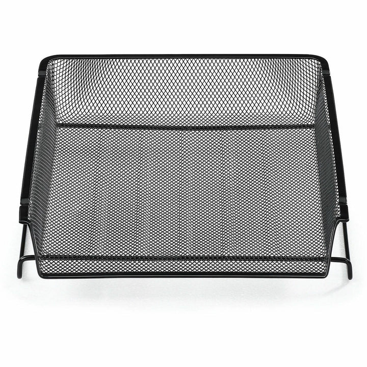 Image of Lorell 84134 Mesh Desktop Organizer Tray, Stackable, Stackable, Durable, Black, Mesh, Metal, 1 Each