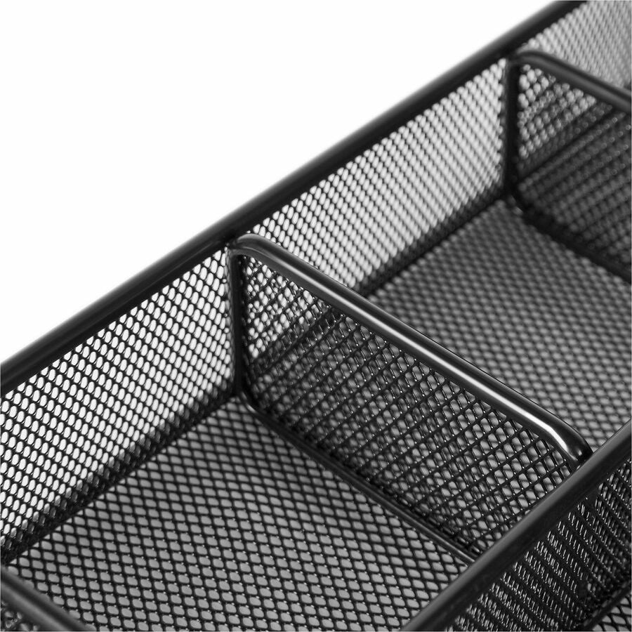 Image of Lorell 84136CT Multi-Compartment Mesh Drawer Organizer, 6 Compartment(s), Durable, Black, Metal, Mesh, 4 / Carton