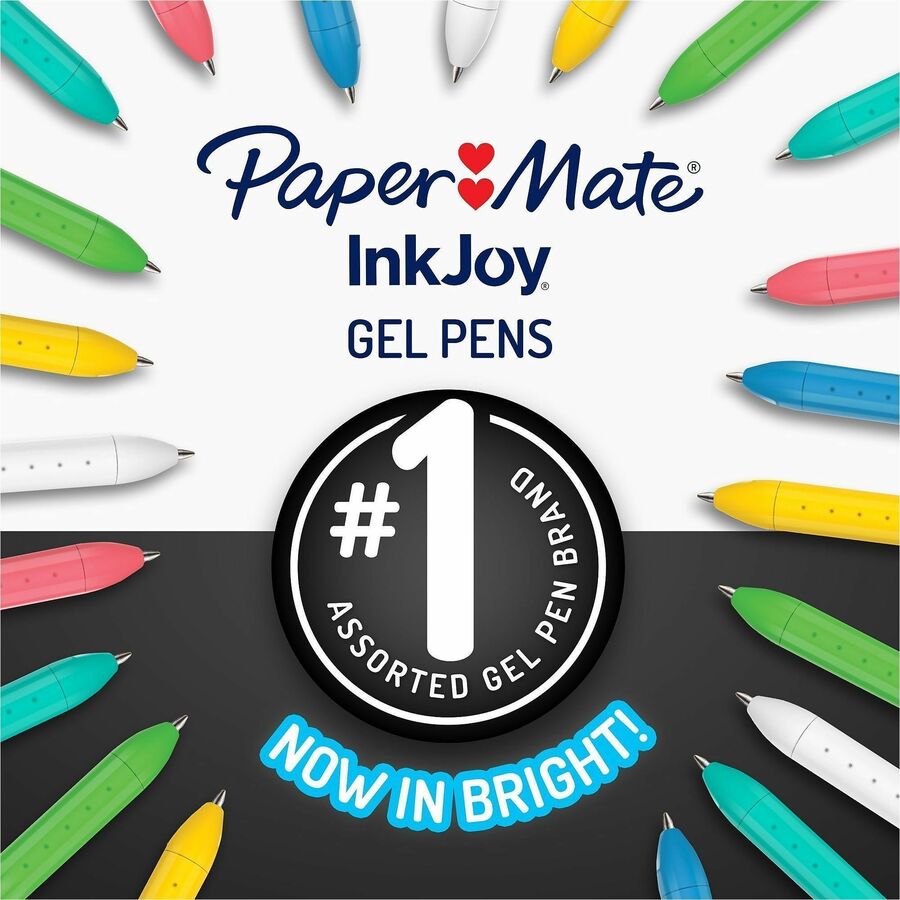 Image of Paper Mate 2226119 InkJoy Gel Pens, 0.7 mm Pen Point, Retractable, Assorted Ink, Gel-based, Writing, Home, Journaling, 10 / Pack