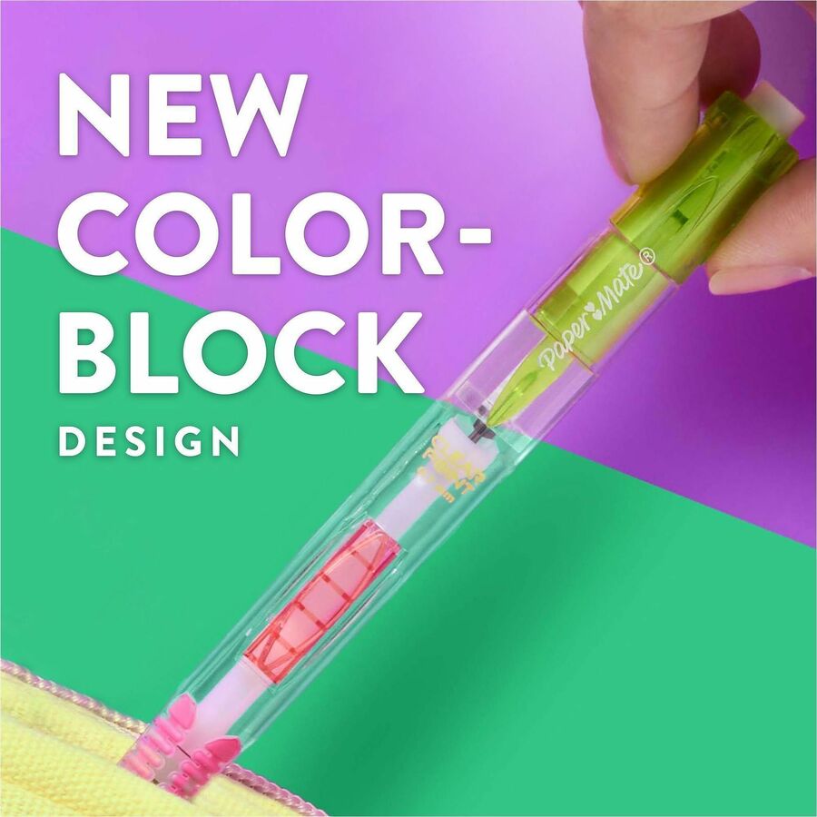 Image of Paper Mate 2221453 Clearpoint #2 Mechanical Pencils, 0.7 mm Lead, HB/#2, Color Block Barrel, 6 / Pack