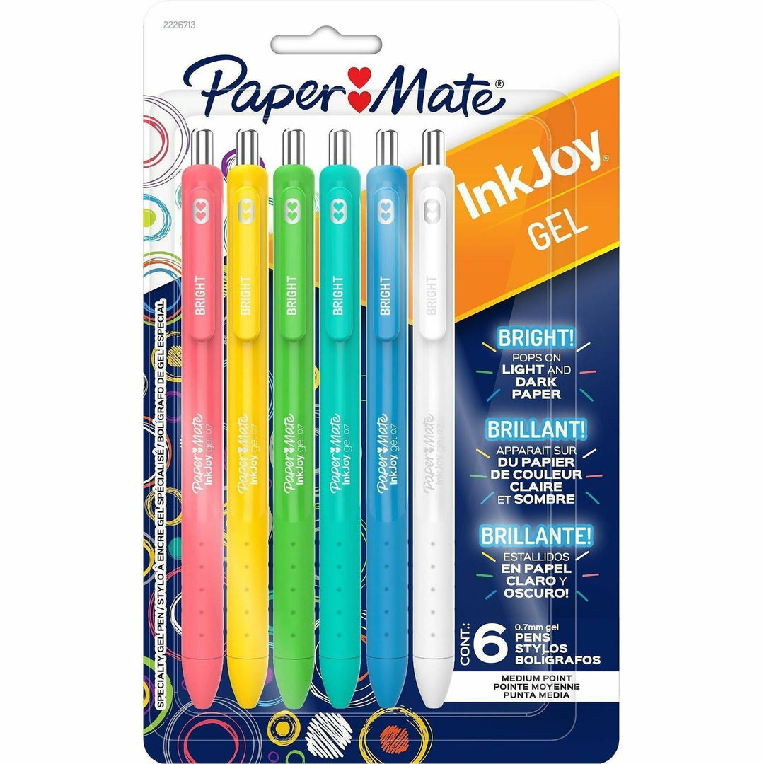 Image of Paper Mate 2226713 InkJoy Gel Pens, 0.7 mm Pen Point, Retractable, Assorted Ink, Gel-based, Writing, Home, Journaling, 6 / Pack