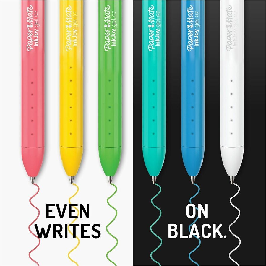 Image of Paper Mate 2226713 InkJoy Gel Pens, 0.7 mm Pen Point, Retractable, Assorted Ink, Gel-based, Writing, Home, Journaling, 6 / Pack