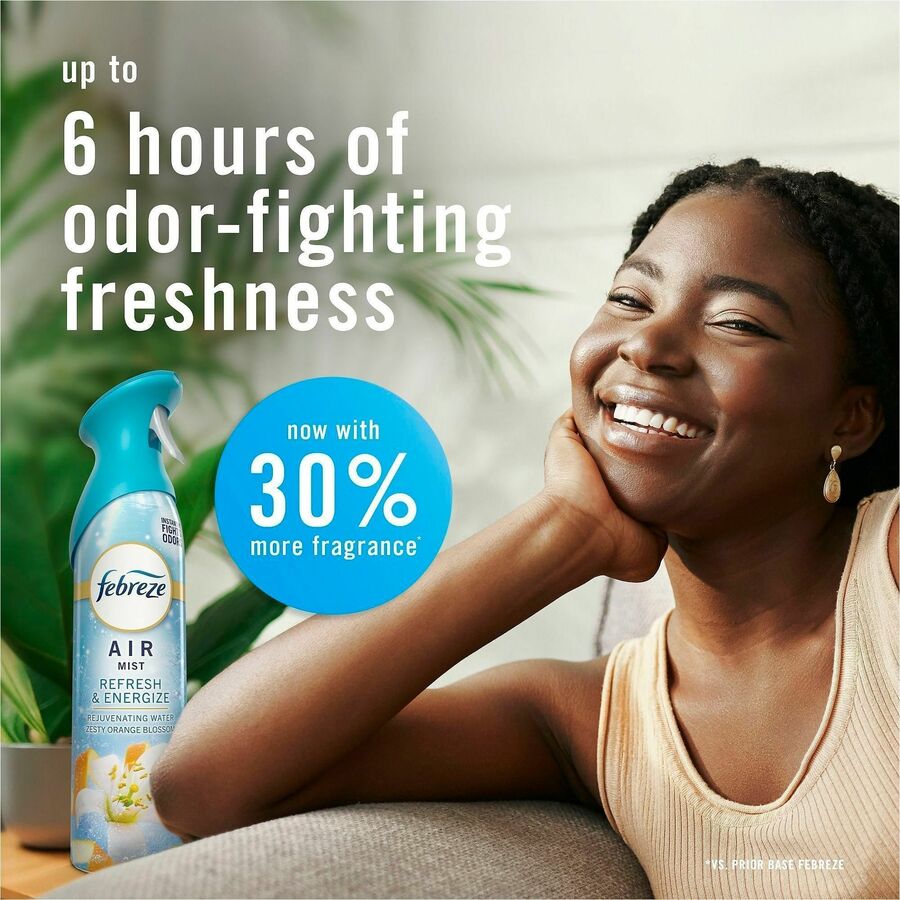 Image of Febreze 19944 Air Mist Air Freshener Spray, Spray, 8.1 fl oz (0.3 quart), Refresh & Energize, Odor Neutralizer, Long Lasting, 6 / Carton