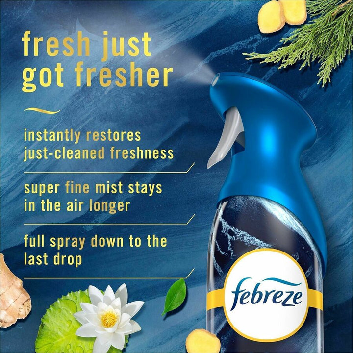 Image of Febreze 19940 Air Mist Air Freshener Spray, Spray, 8.1 fl oz (0.3 quart), Warm Ocean Breeze, Odor Neutralizer, Long Lasting, 6 / Carton