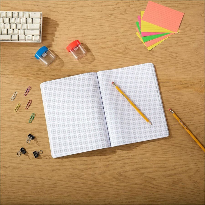 Image of Sparco 20957CT Quadrille-Ruled Composition Notebooks, Sewn, Quad Ruled Front Ruling, Black Cover, Label, Hard Cover, Damage Resistant, 8 / Carton