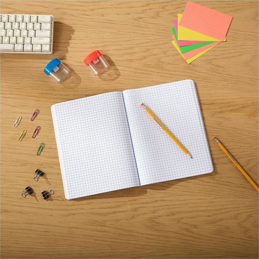 Image of Sparco 20957 Quadrille-Ruled Composition Notebooks, Sewn, Quad Ruled Front Ruling, Black Cover, Label, Hard Cover, Damage Resistant, 6 / Pack