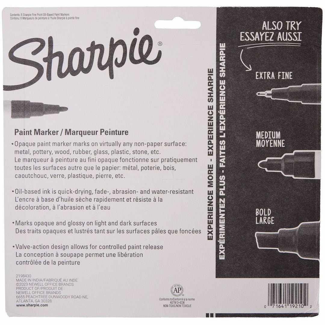 Image of Sharpie 2144007 Oil-Based Paint Markers, Erasable, Assorted Ink, Oil Based, School, Project, Glass, 8 / Pack