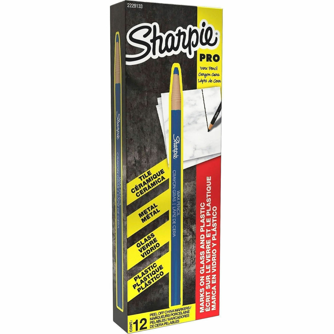 Image of Sharpie 2229133 Peel-Off Paper China Markers, Erasable, Blue Ink, Pigment-based, Glass, 12 / Dozen