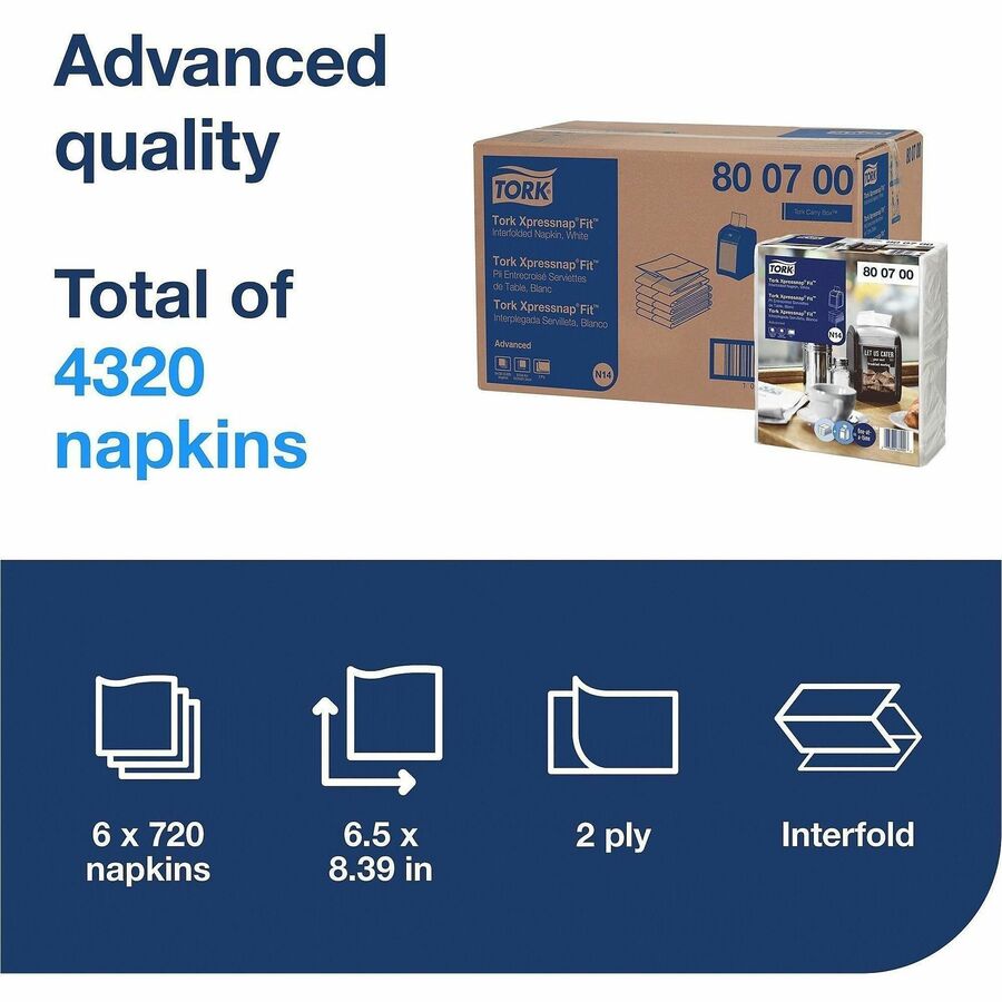 Image of TORK 800700 Xpressnap Fit Dispenser Napkins