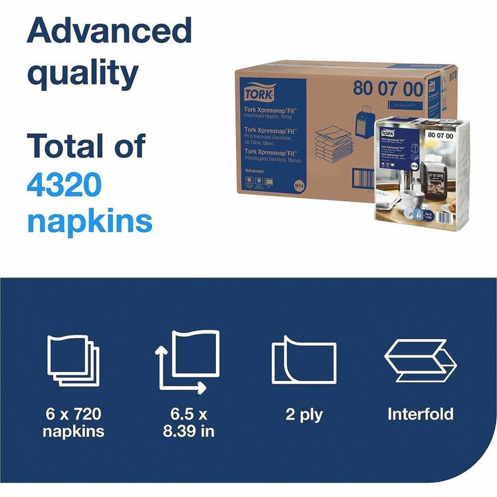Image of TORK 800700 Xpressnap Fit Dispenser Napkins