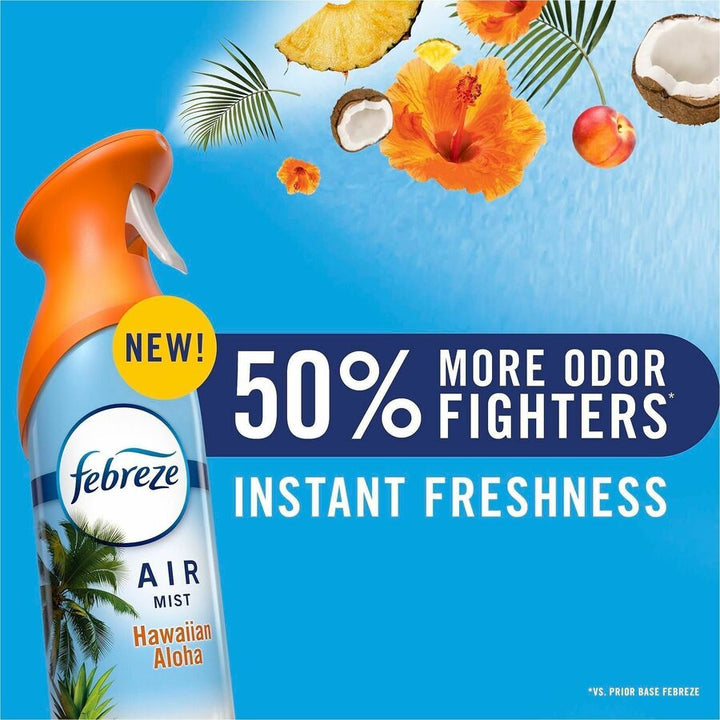 Image of Febreze 21321CT Air Mist Air Freshener Spray, Spray, 8.1 fl oz (0.3 quart), Hawaiian Aloha, Odor Neutralizer, Long Lasting, 2/Pack, 3 / Carton