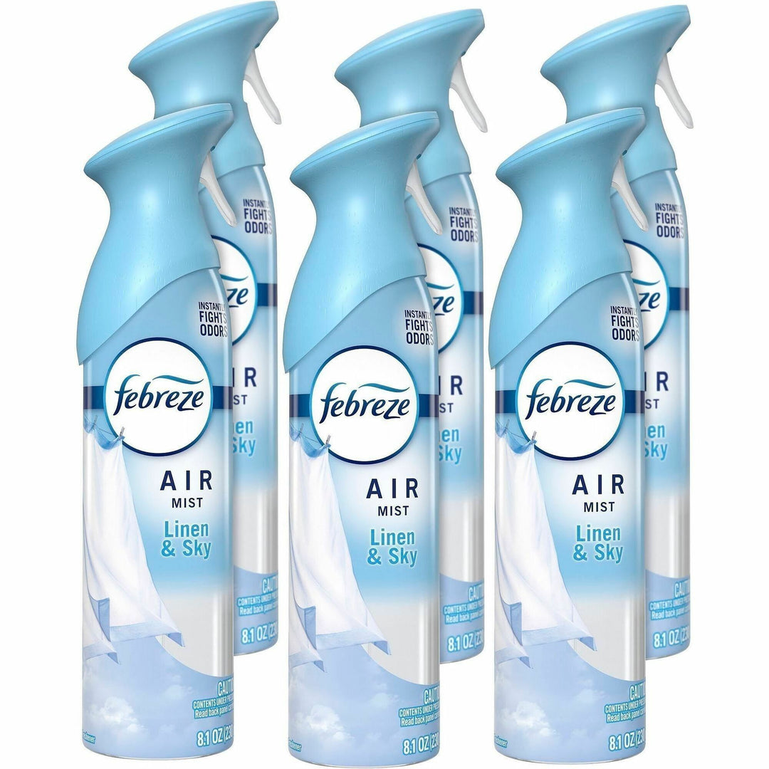 Image of Febreze 19938CT Air Mist Air Freshener Spray, Spray, 8.1 fl oz (0.3 quart), Linen & Sky, Odor Neutralizer, Long Lasting, 6 / Carton