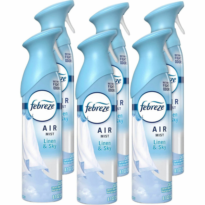 Image of Febreze 19938CT Air Mist Air Freshener Spray, Spray, 8.1 fl oz (0.3 quart), Linen & Sky, Odor Neutralizer, Long Lasting, 6 / Carton