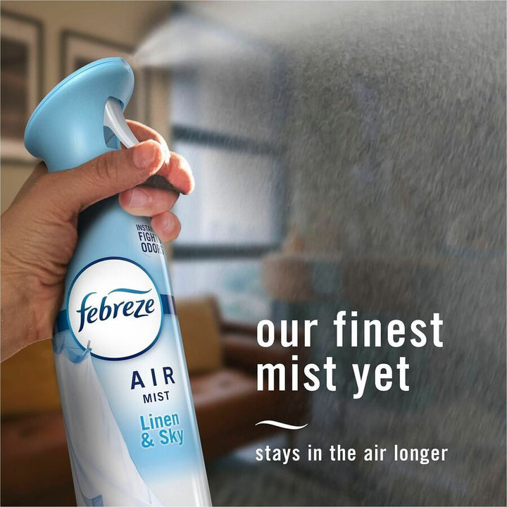Image of Febreze 19938CT Air Mist Air Freshener Spray, Spray, 8.1 fl oz (0.3 quart), Linen & Sky, Odor Neutralizer, Long Lasting, 6 / Carton