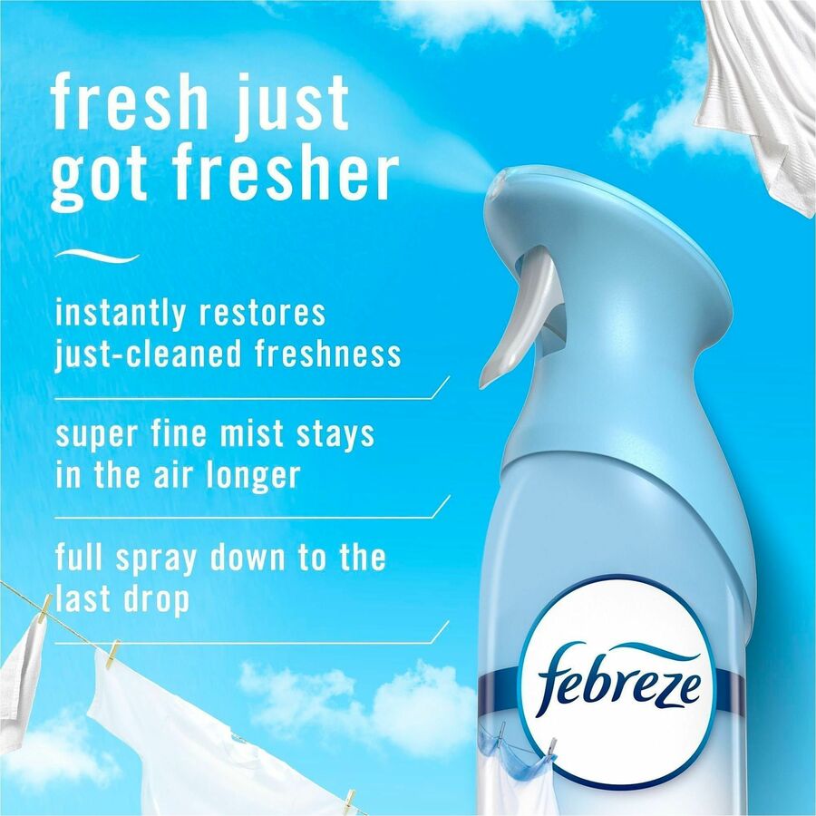 Image of Febreze 19938CT Air Mist Air Freshener Spray, Spray, 8.1 fl oz (0.3 quart), Linen & Sky, Odor Neutralizer, Long Lasting, 6 / Carton