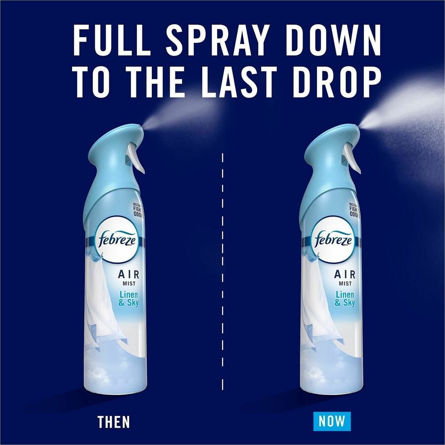 Image of Febreze 19938CT Air Mist Air Freshener Spray, Spray, 8.1 fl oz (0.3 quart), Linen & Sky, Odor Neutralizer, Long Lasting, 6 / Carton