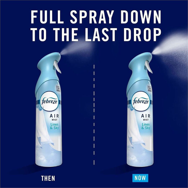 Image of Febreze 19938CT Air Mist Air Freshener Spray, Spray, 8.1 fl oz (0.3 quart), Linen & Sky, Odor Neutralizer, Long Lasting, 6 / Carton