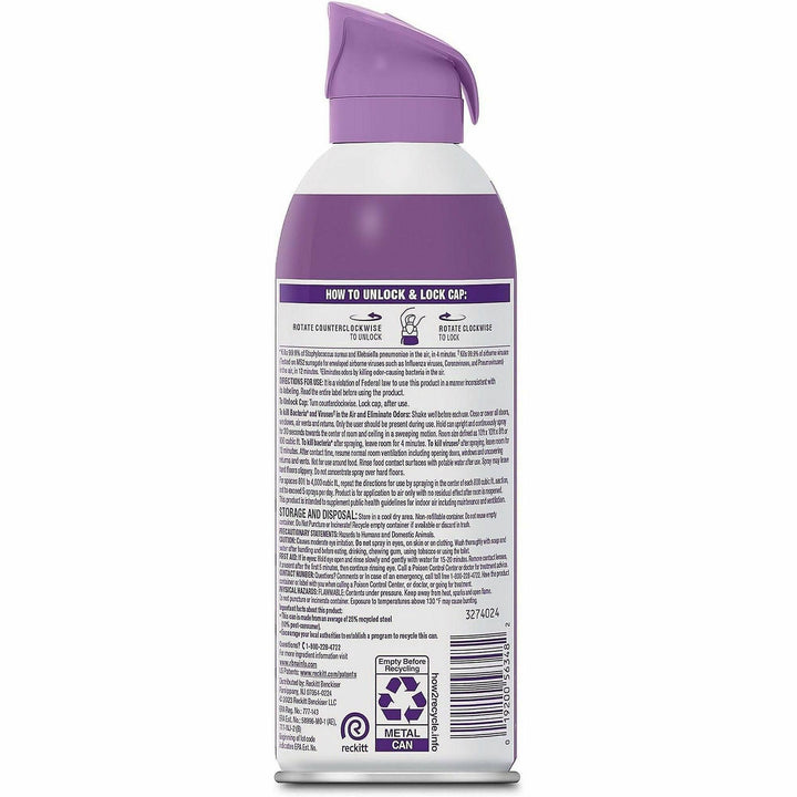Image of Lysol 56348 Air Sanitizer, Spray, 10 fl oz (0.3 quart), Lavender Sky, Odor Neutralizer, 6 / Carton