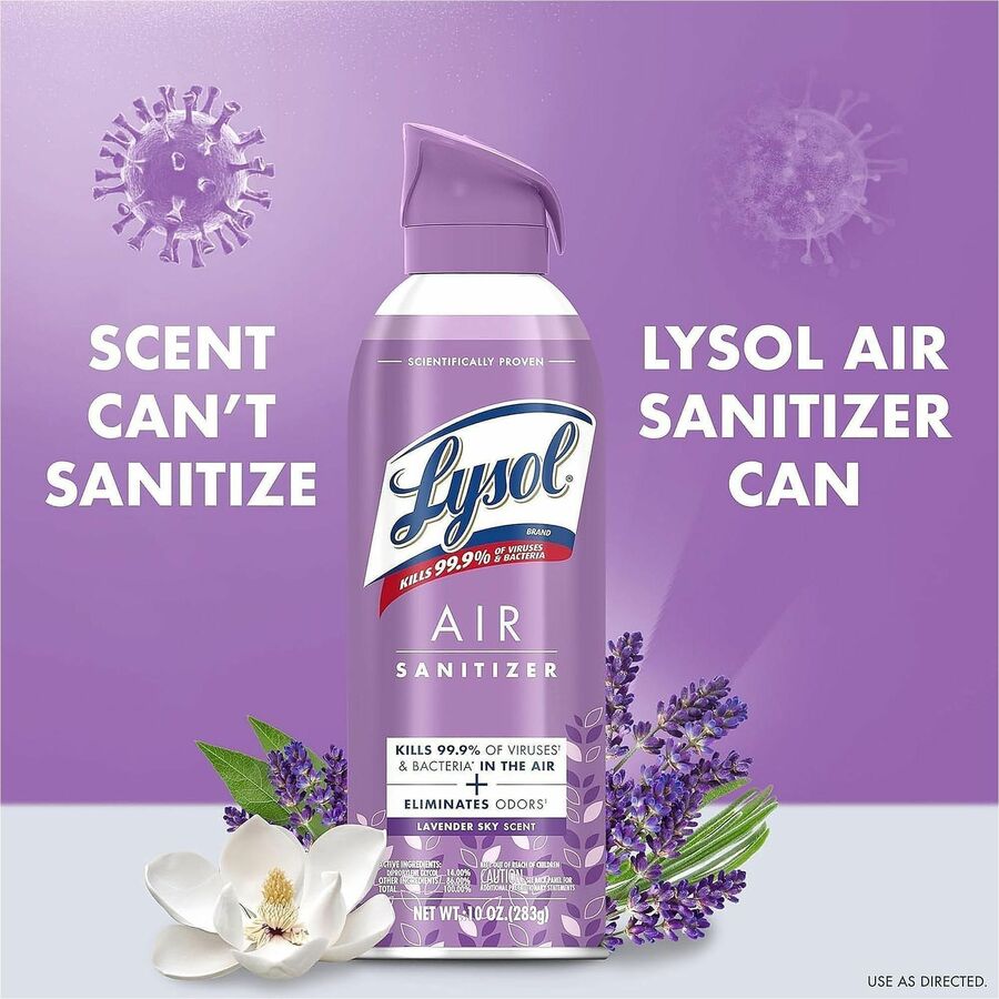 Image of Lysol 56348 Air Sanitizer, Spray, 10 fl oz (0.3 quart), Lavender Sky, Odor Neutralizer, 6 / Carton