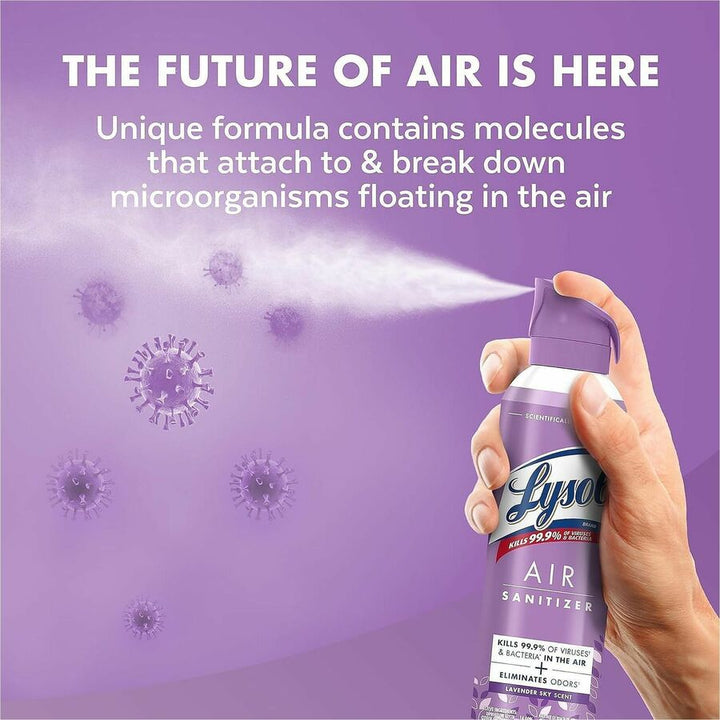 Image of Lysol 56348 Air Sanitizer, Spray, 10 fl oz (0.3 quart), Lavender Sky, Odor Neutralizer, 6 / Carton