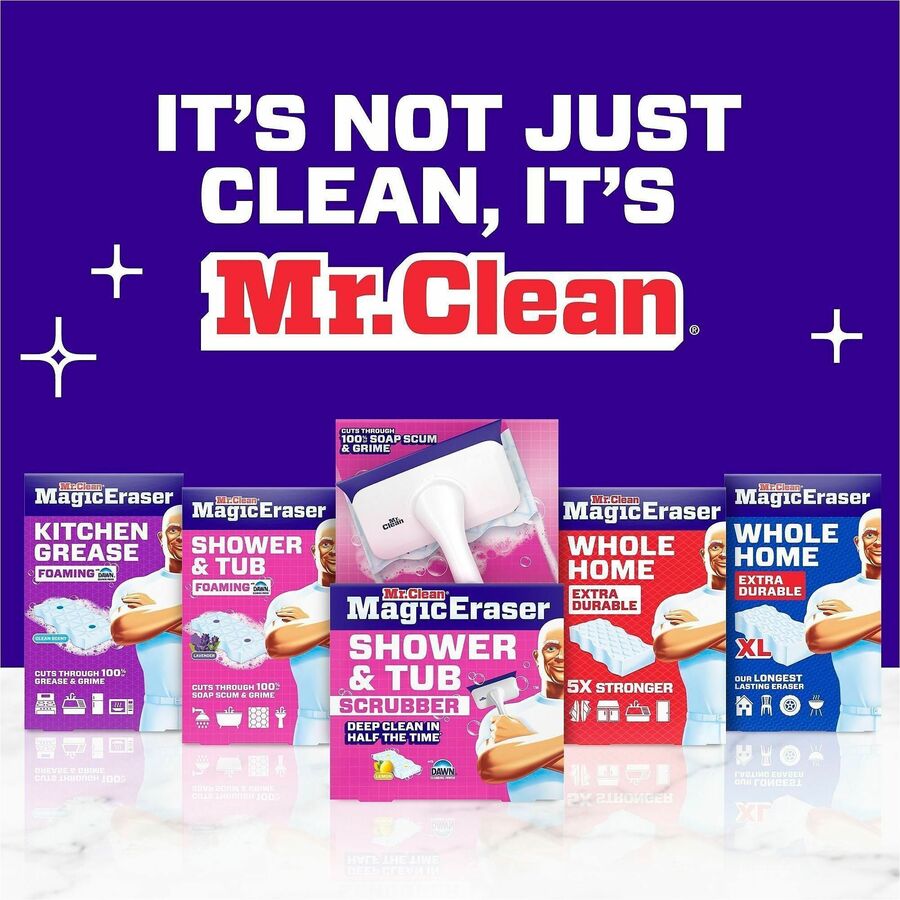 Image of Mr. Clean 22875 Magic Eraser Extra-Durable Whole Home, 0.9" H x 4.6" W x 2.2" Depth, 5 / Box, White