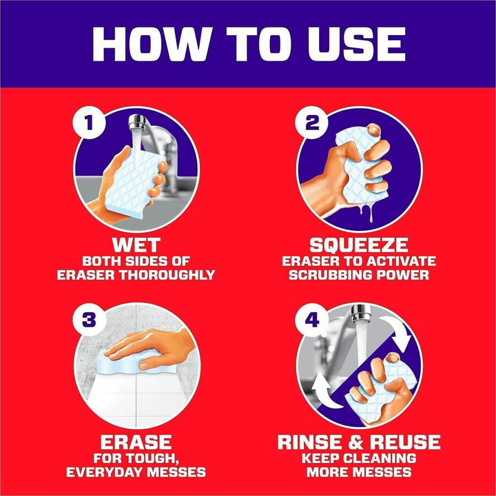 Image of Mr. Clean 22875 Magic Eraser Extra-Durable Whole Home, 0.9" H x 4.6" W x 2.2" Depth, 5 / Box, White