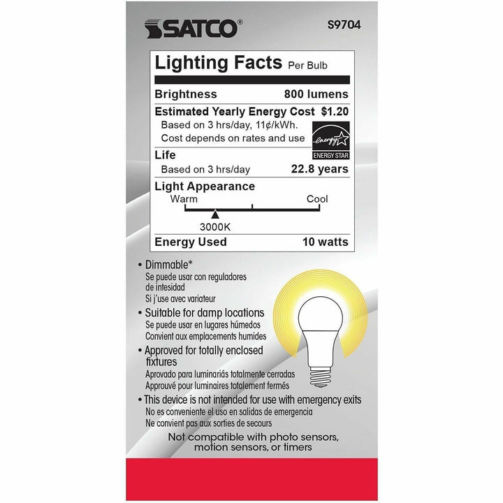 Image of Satco S9704 A19 LED Frosted Bulb